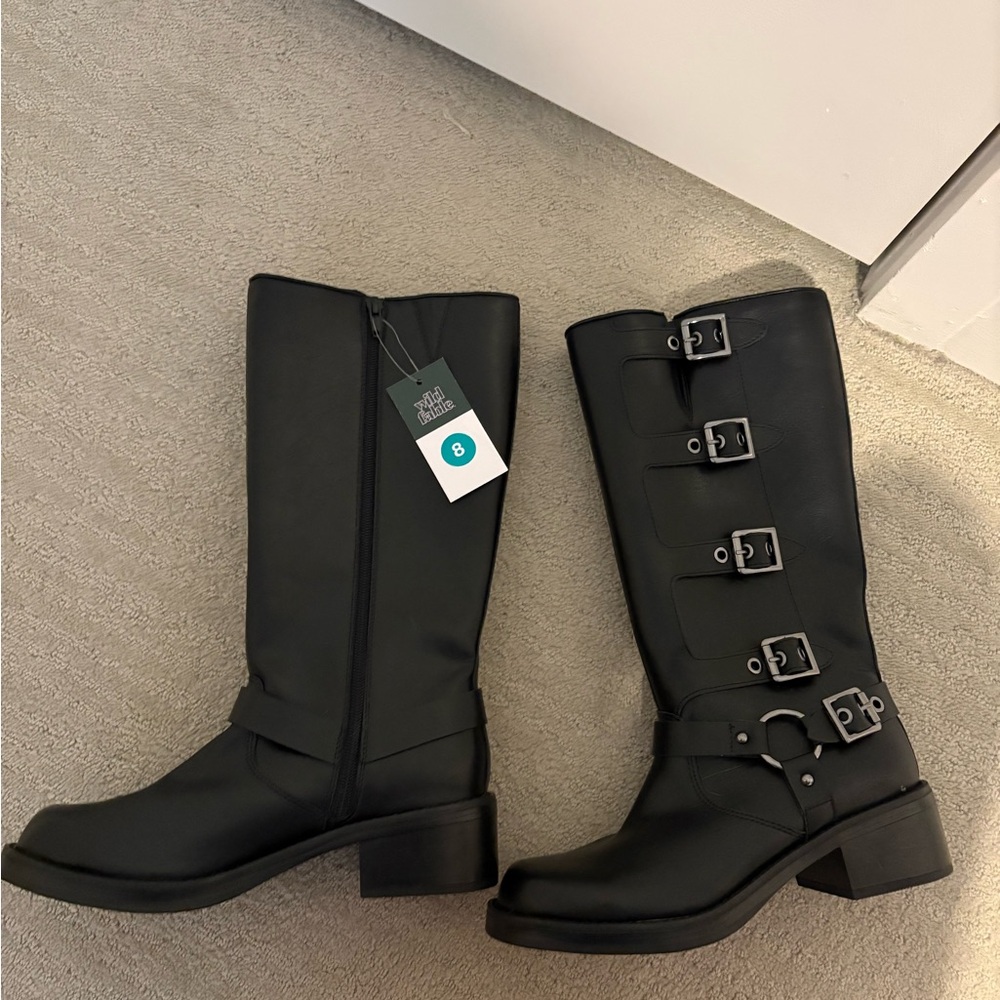 Wild Fable Black Moto Boots with Buckles